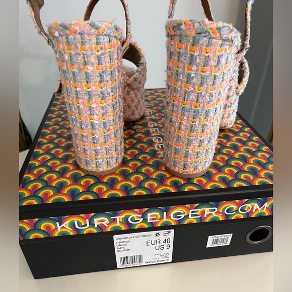 Kurt Geiger Pink Multi Tweed Platform Sandals - Picture 6 of 6